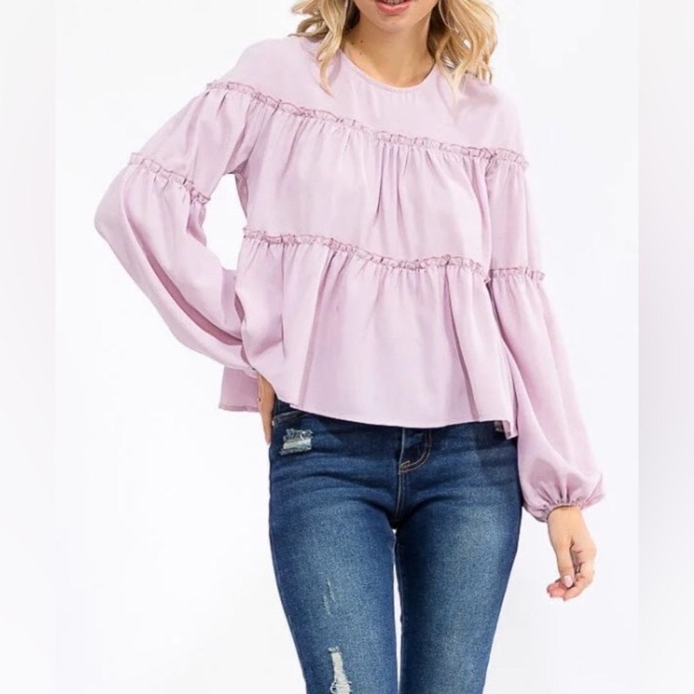 Women's Lavender Ruffle Top